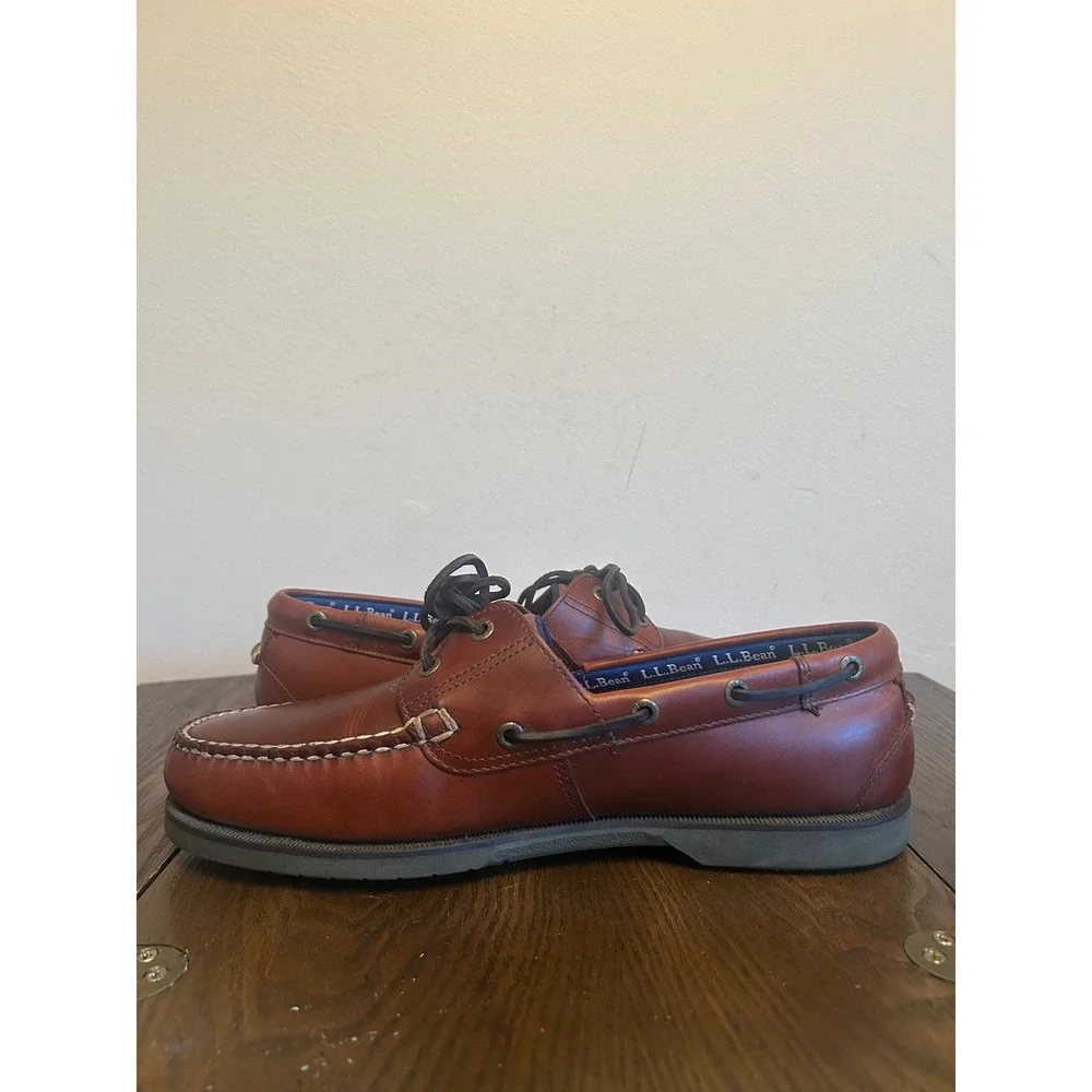 L.L. Bean Casco Bay Men's Brown Leather Flats Boat Shoes Size 12D